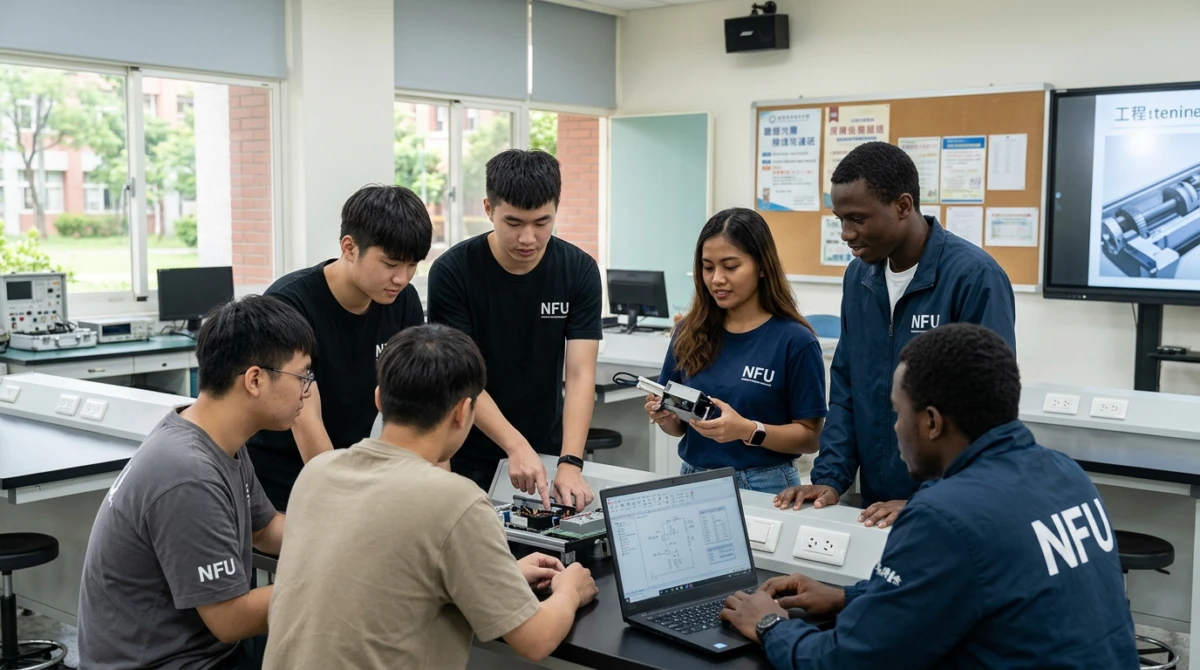 Sinh viên quốc tế trong giờ học thực hành tại Đại học Quốc lập Hổ Vĩ - Du học Đài Loan trường Đại học Quốc lập Hổ Vĩ