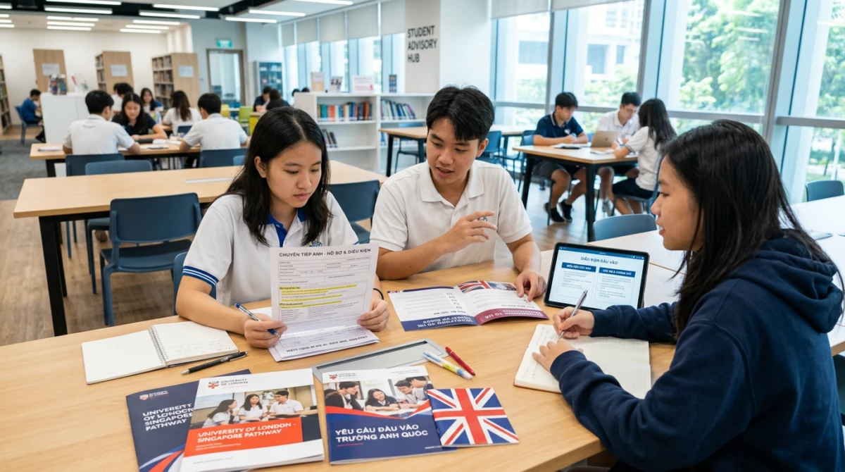 Học sinh tìm hiểu thông tin về các chương trình liên kết giáo dục quốc tế - Du học Singapore chuyển tiếp Anh