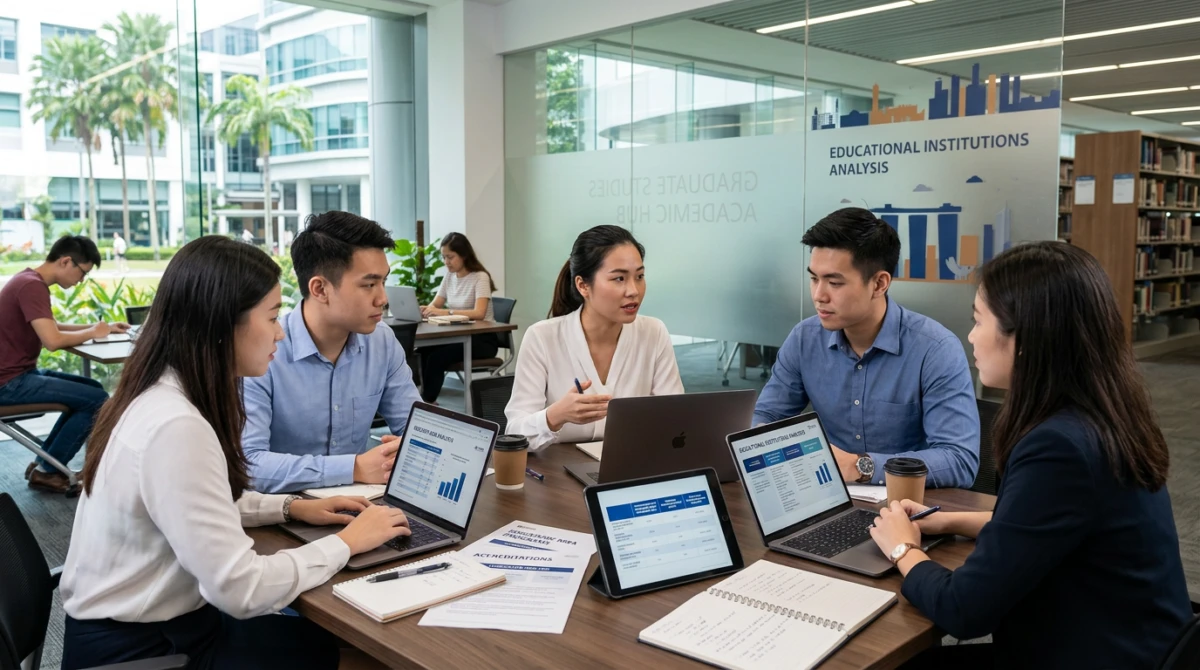 Không gian học tập và thảo luận nhóm chuyên nghiệp của học viên cao học tại Singapore - Du học Thạc sĩ Quản trị kinh doanh Singapore