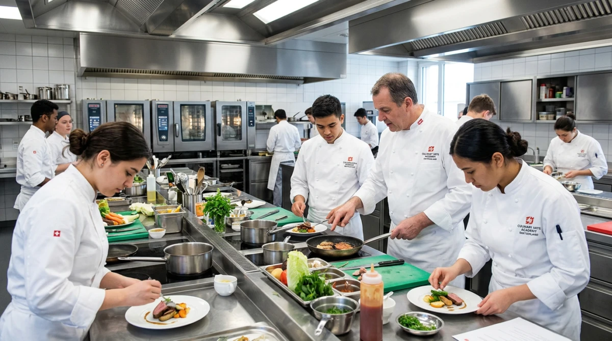 Sinh viên thực hành nghệ thuật ẩm thực chuyên nghiệp tại Culinary Arts Academy Switzerland thuộc SEG. - tập đoàn giáo dục Swiss Education Group SEG