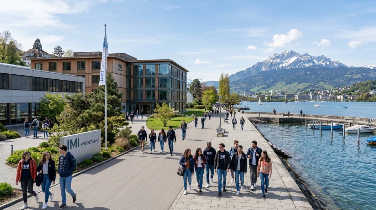 Khuôn viên xanh mát của trường IMI Thụy Sỹ bên hồ Lucerne - Du học Thụy Sỹ đắt hay rẻ