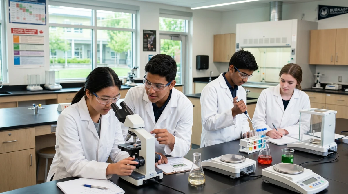 Du học THPT Canada trường Burnaby School District No 41 2 Học sinh tham gia giờ học thực hành tại phòng thí nghiệm hiện đại - du học canada trường burnaby school district