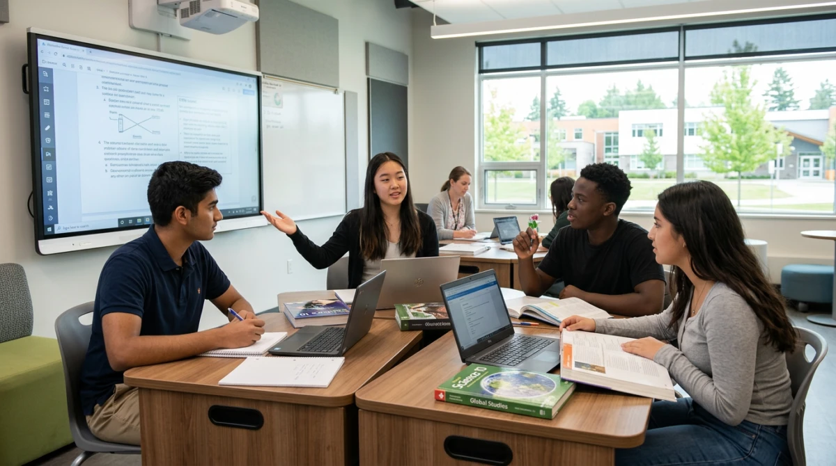 Học sinh quốc tế tham gia giờ học tại hội đồng trường Abbotsford - du học canada trường abbotsford