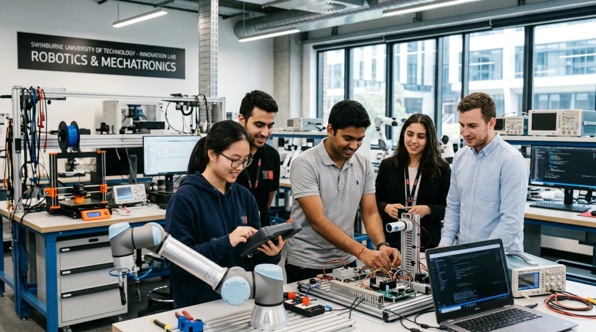 Sinh viên quốc tế trong phòng lab công nghệ tại Đại học Swinburne - du học úc trường swinburne university of technology