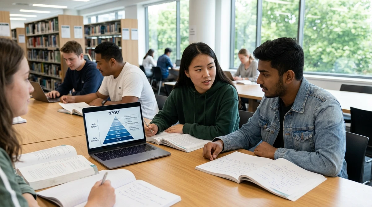 Sinh viên quốc tế nghiên cứu tại thư viện đại học New Zealand - Hệ thống giáo dục New Zealand và các bậc học NZQCF