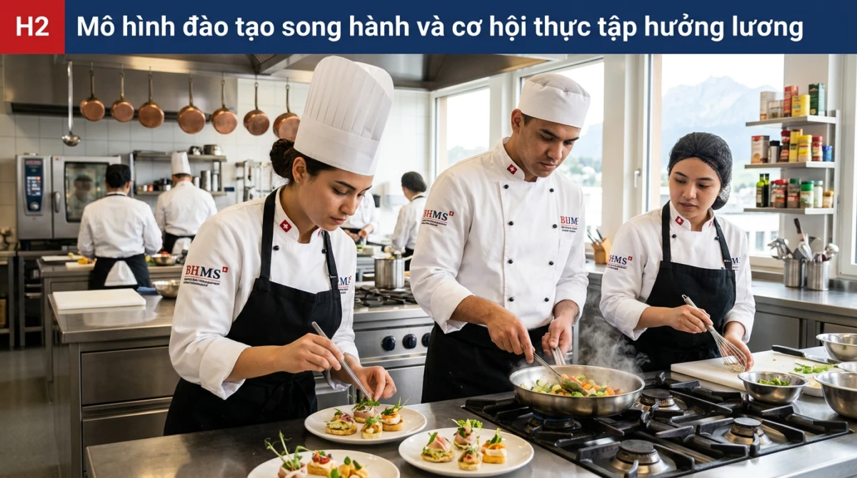 Sinh viên trong giờ thực hành tại Business & Hotel Management School - Học bổng khủng BHMS 8.000 CHF