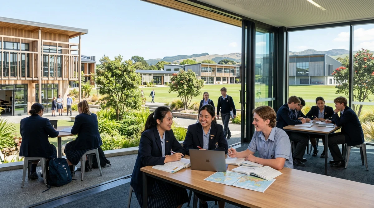 Khuôn viên hiện đại của một trường trung học phổ thông tại New Zealand - du học New Zealand từ lớp mấy