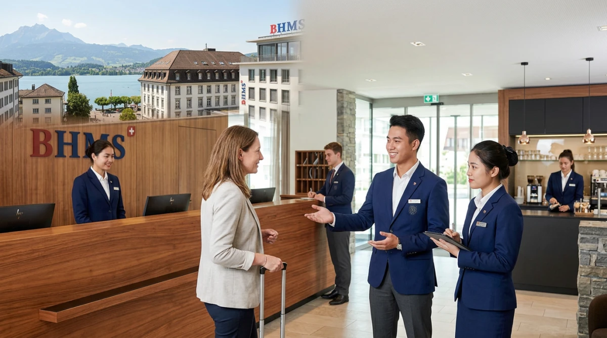 Sinh viên tham gia thực tập và học tập trong môi trường khách sạn chuyên nghiệp tại Thụy Sĩ - Review trường BHMS Thụy Sĩ