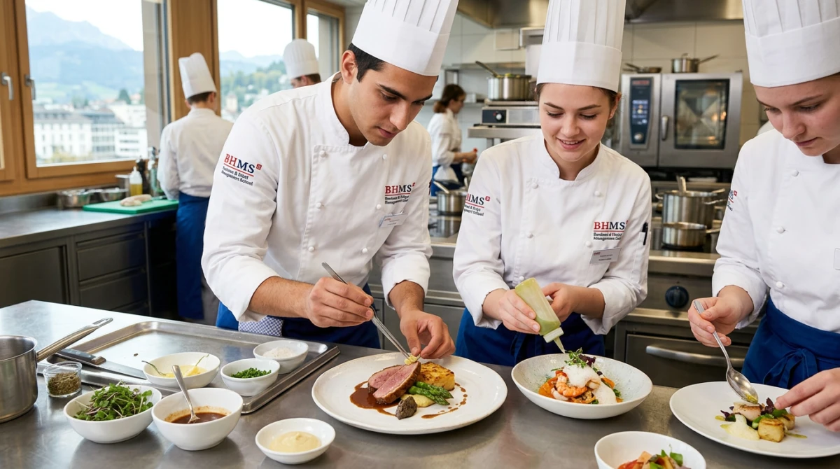 Sinh viên trau dồi kỹ năng chế biến món ăn và trình bày ẩm thực tại Thụy Sĩ - Culinary Arts Academy Switzerland vs BHMS