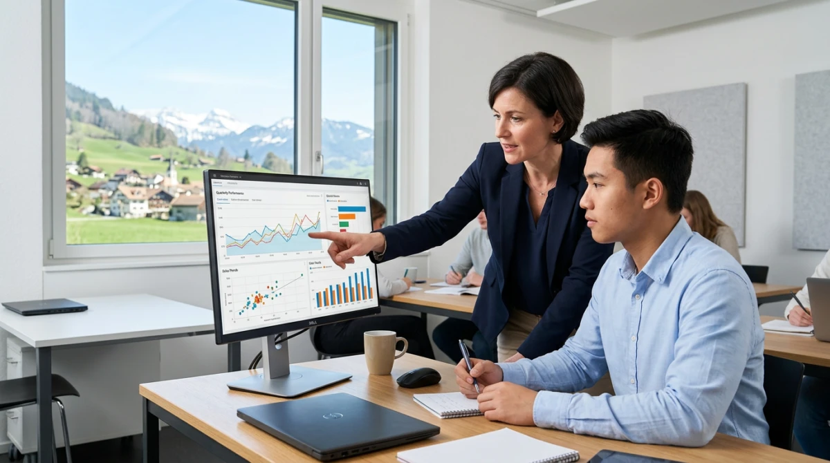 Sinh viên thực hành các mô hình phân tích kinh doanh thực tế - Du học Bachelor ngành Business Analytics tại Thụy Sĩ