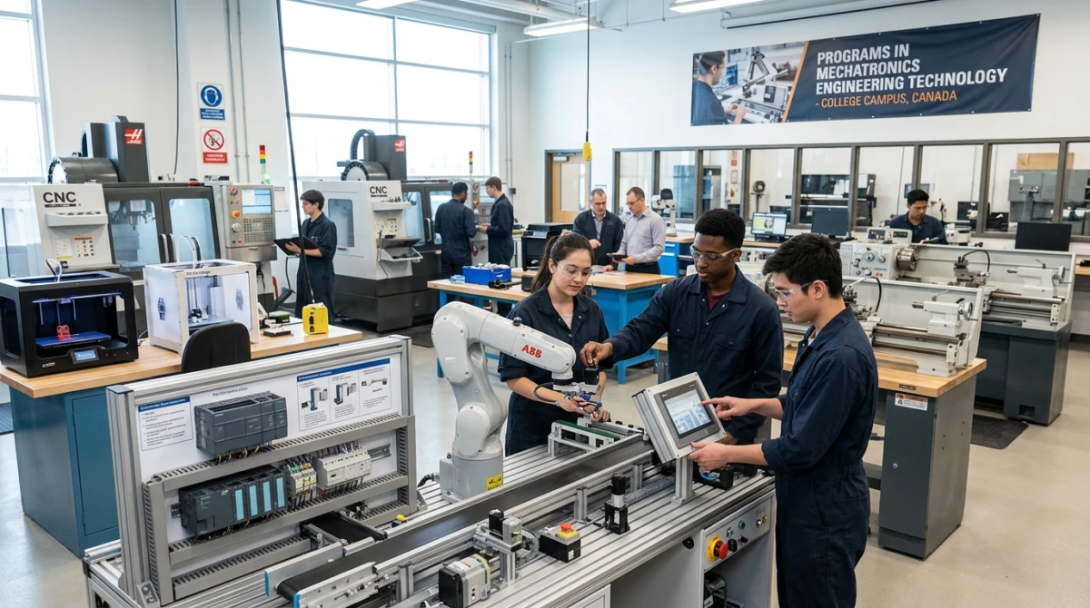 Hệ thống máy móc và thiết bị gia công tiên tiến phục vụ quá trình học tập thực hành. - Du học cao đẳng Canada ngành Cơ điện tử