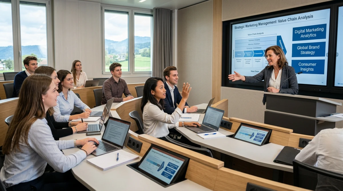 Giờ học tương tác giúp sinh viên nắm vững kiến thức chuyên ngành marketing - Du học Đại học ngành Marketing tại Thụy Sĩ