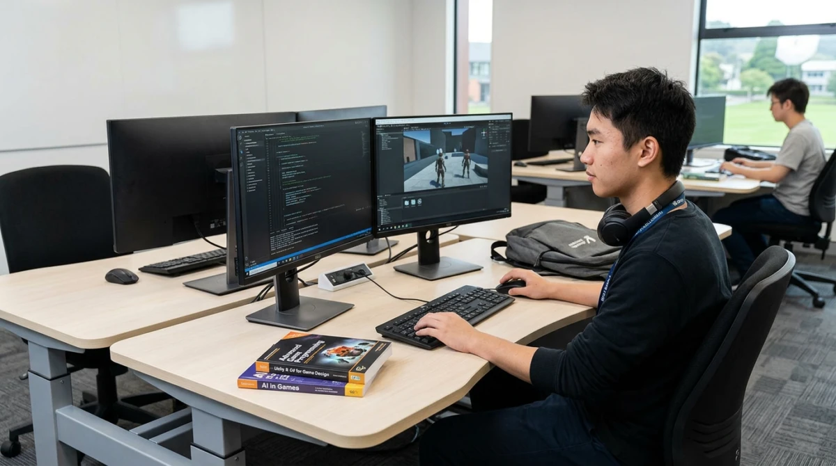 Sinh viên phát triển kỹ năng lập trình và thiết kế game trong không gian sáng tạo - Du học New Zealand ngành Phát triển Game