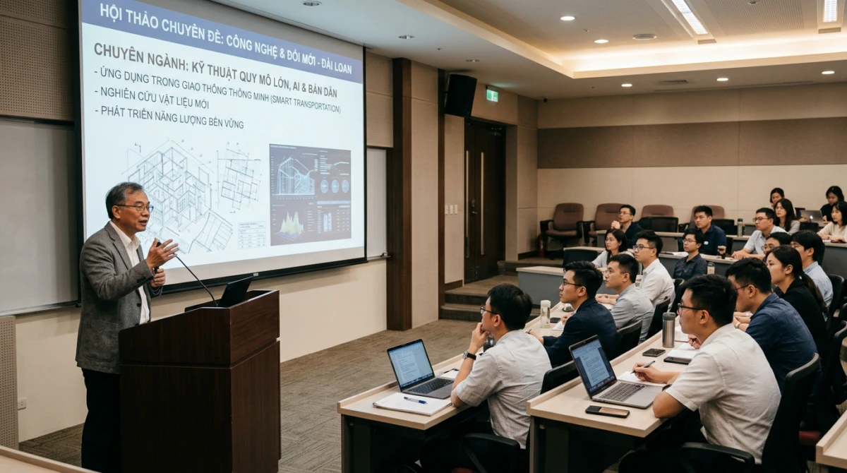 Du học Thạc sĩ Đài Loan: Lý do, điều kiện và ngành học 2 Sinh viên cao học thảo luận trong một buổi hội thảo chuyên đề quốc tế - Du học Thạc sĩ Đài Loan