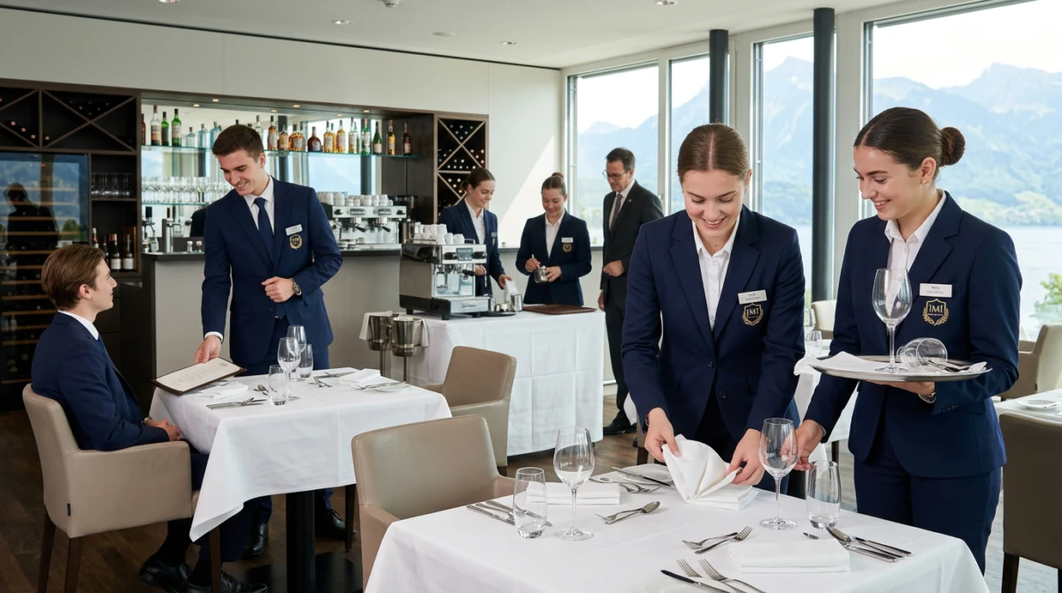 Sinh viên thực hành nghiệp vụ quản trị khách sạn tại IMI Switzerland - International Management Institute IMI