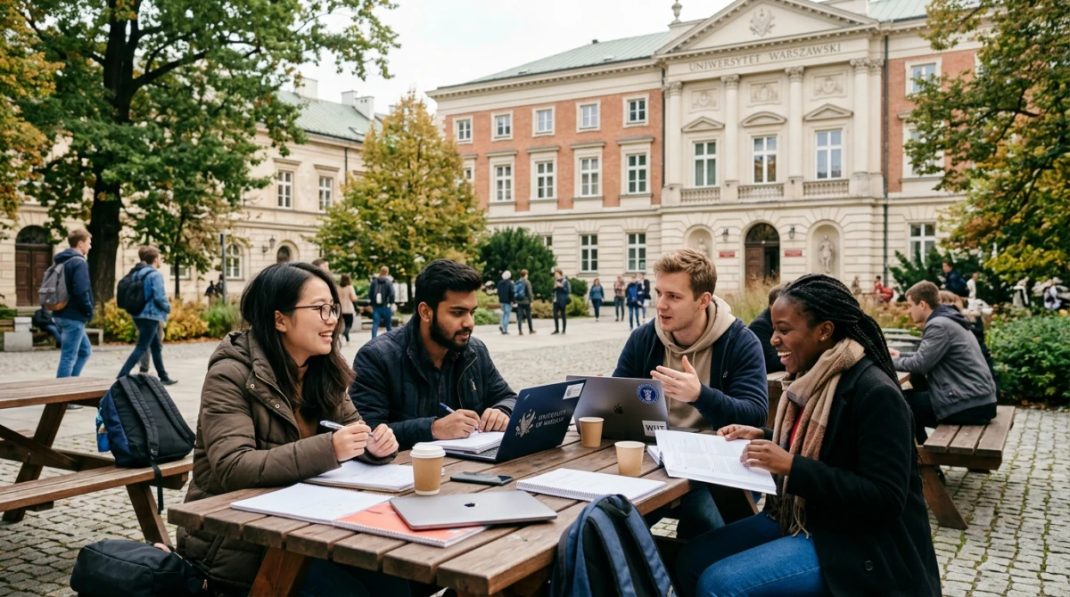 Du học Warsaw: Trường đại học, học phí và sinh hoạt 2 Sinh viên quốc tế tại Warsaw trong giờ thảo luận nhóm. - Du học Warsaw