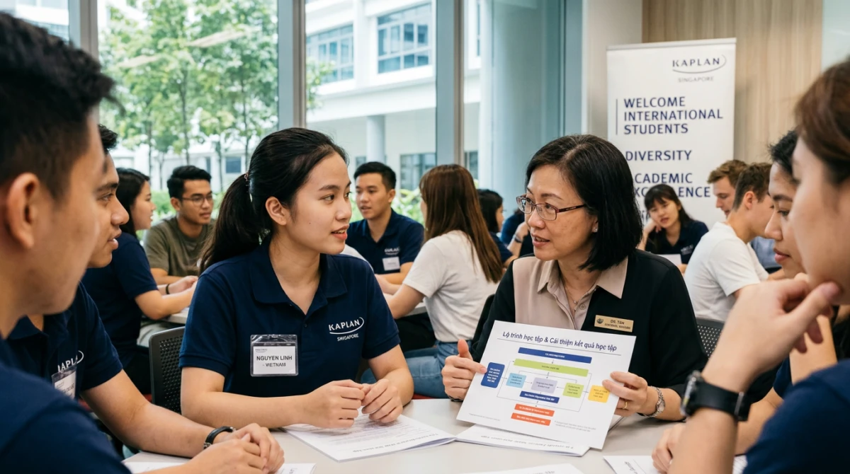 Sinh viên quốc tế tham gia buổi định hướng tại học viện tư thục Singapore - GPA thấp có du học Singapore được không