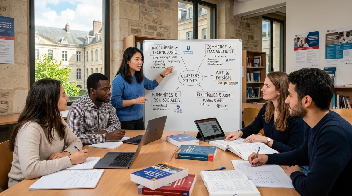 Sinh viên quốc tế trong khuôn viên học tập hiện đại tại Pháp - Grande École tại Pháp