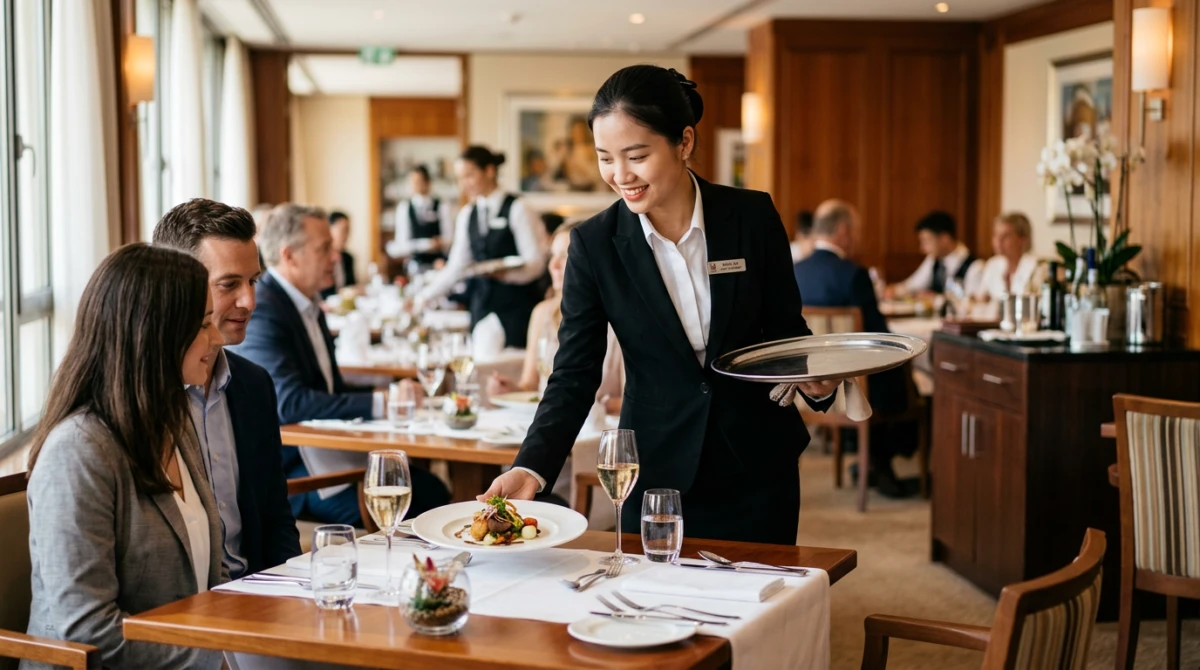 Giờ học thực hành nghiệp vụ nhà hàng khách sạn - HTMi vs Glion
