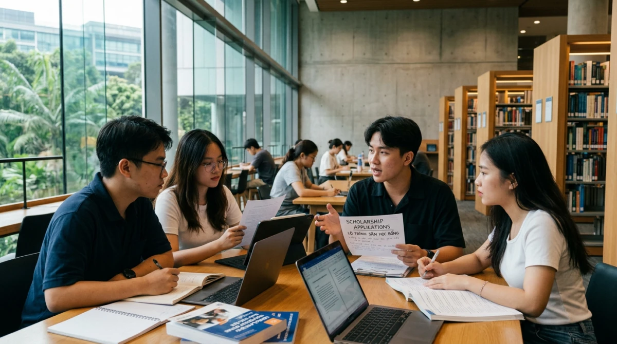 Lộ trình Singapore nào tiết kiệm chi phí? 2 Học sinh tận dụng không gian thư viện và tài liệu tham khảo để tiết kiệm chi phí - Lộ trình Singapore nào tiết kiệm chi phí