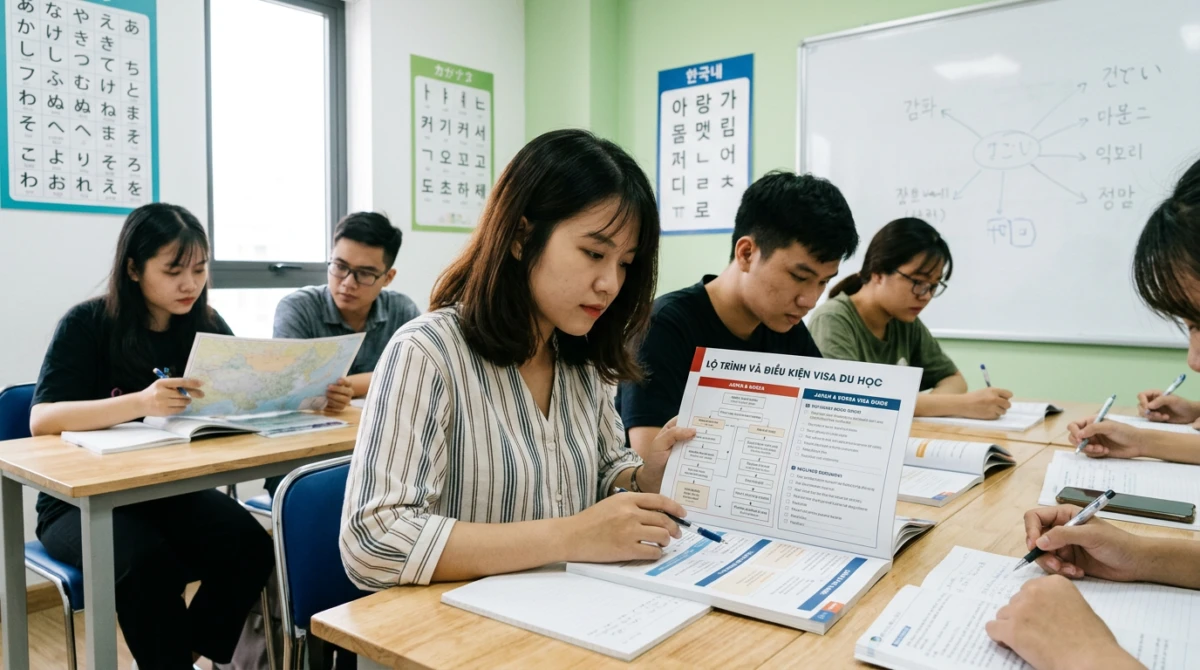 Năng lực ngoại ngữ là bước đệm quan trọng quyết định thành công khi du học. - Nên du học Hàn Quốc hay Nhật Bản