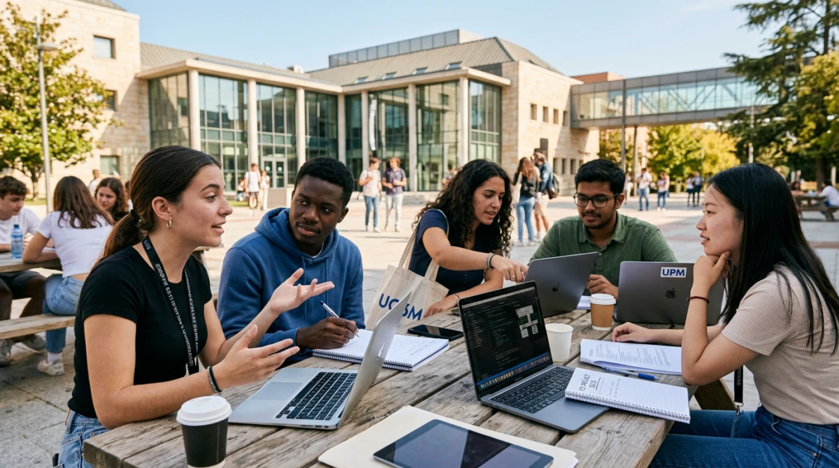 Không gian thảo luận học thuật và làm việc nhóm của sinh viên ngành công nghệ tại Madrid - Computer Science tại Tây Ban Nha