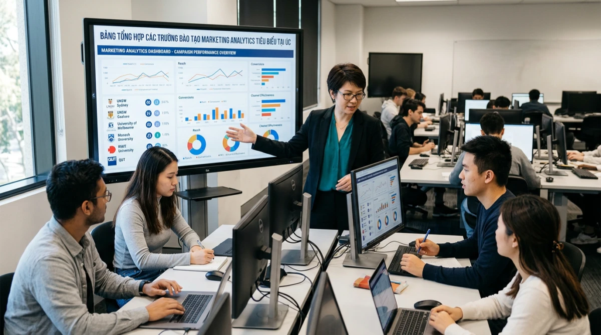 Sinh viên tiếp cận các công cụ phân tích dữ liệu tiên tiến trong giờ học - Top trường đào tạo Marketing Analytics tại Úc